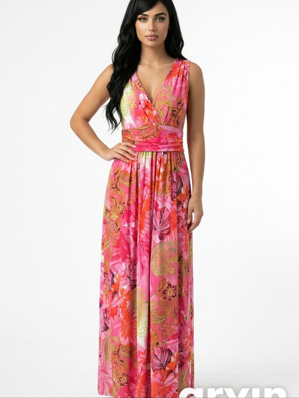 Jennifer Lopez Pink Coral Floral Sundress Size S